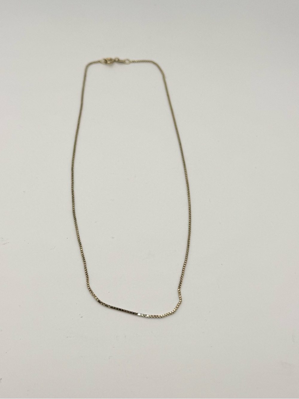 Italy 925 Sterling Silver Gold Tone Box Chain Necklace 16” 2.33g